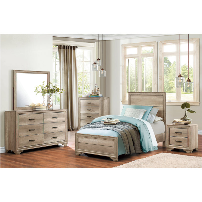Hatti Rust Panel Bedroom Set Full 3 Piece Bed 2 Nightstands